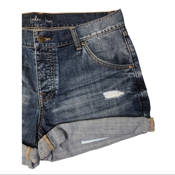 LONDON JEAN High Rise Cuffed Denim Shorts | Vintage-Inspired Jean Shorts - Picture 3 of 9